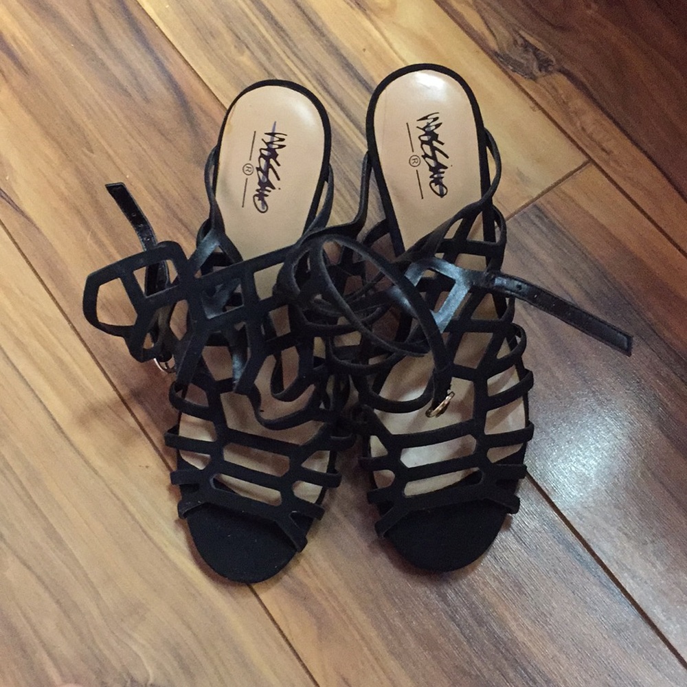 Black strappy heels